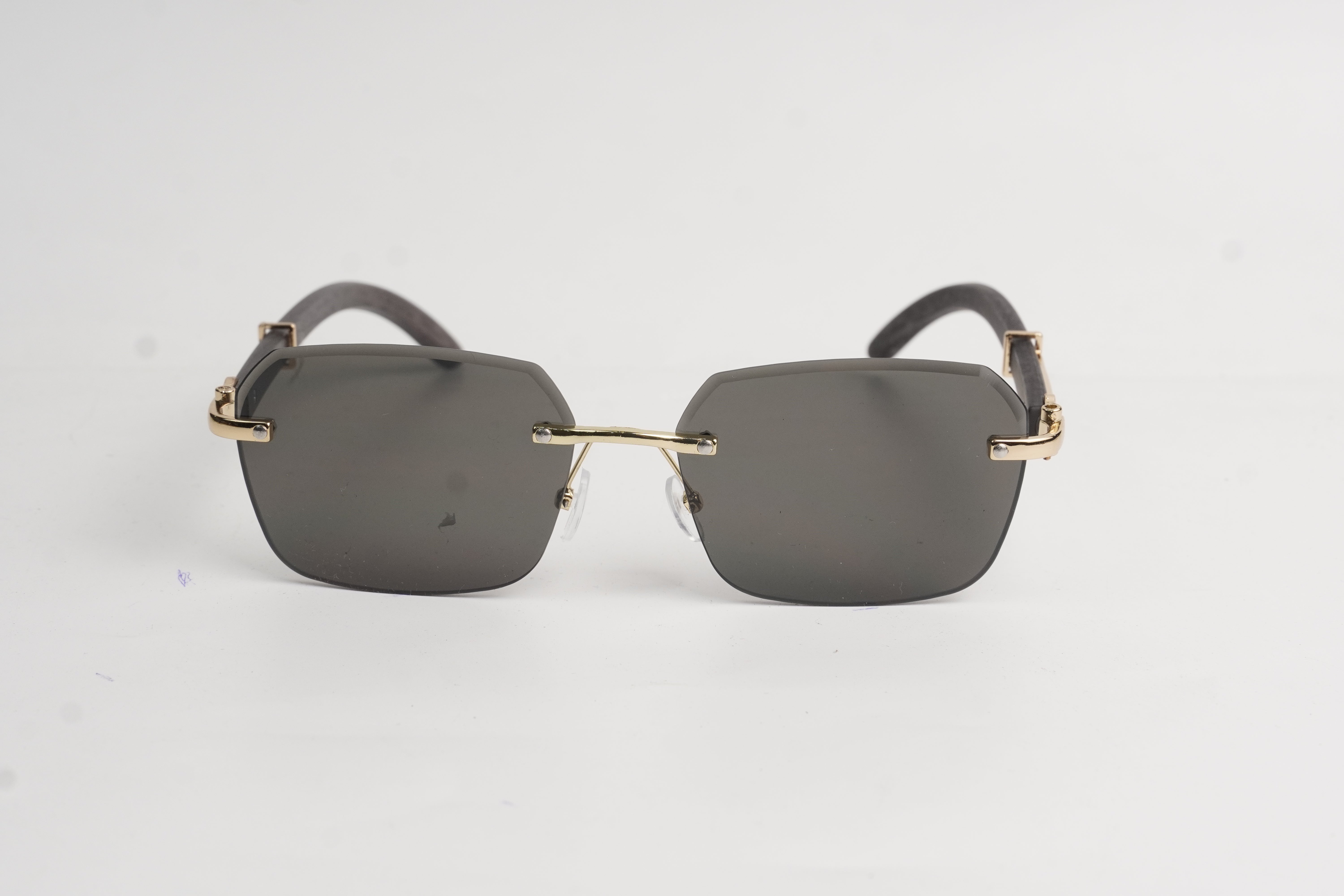 CARTIER-B1-Rimless-Black-Golden-Sunglasses-Rectangle