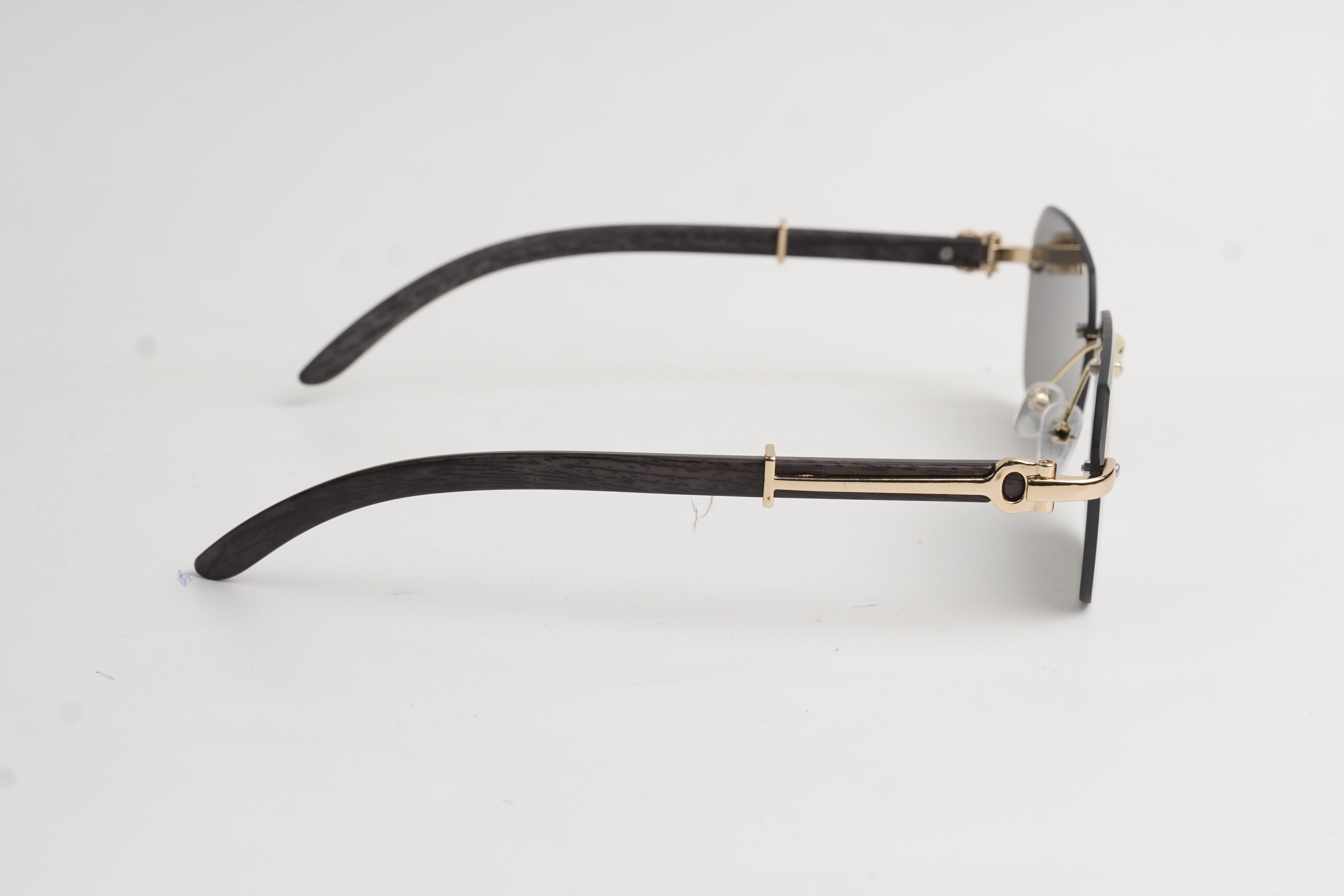 CARTIER-B1-Rimless-Black-Golden-Sunglasses-Rectangle