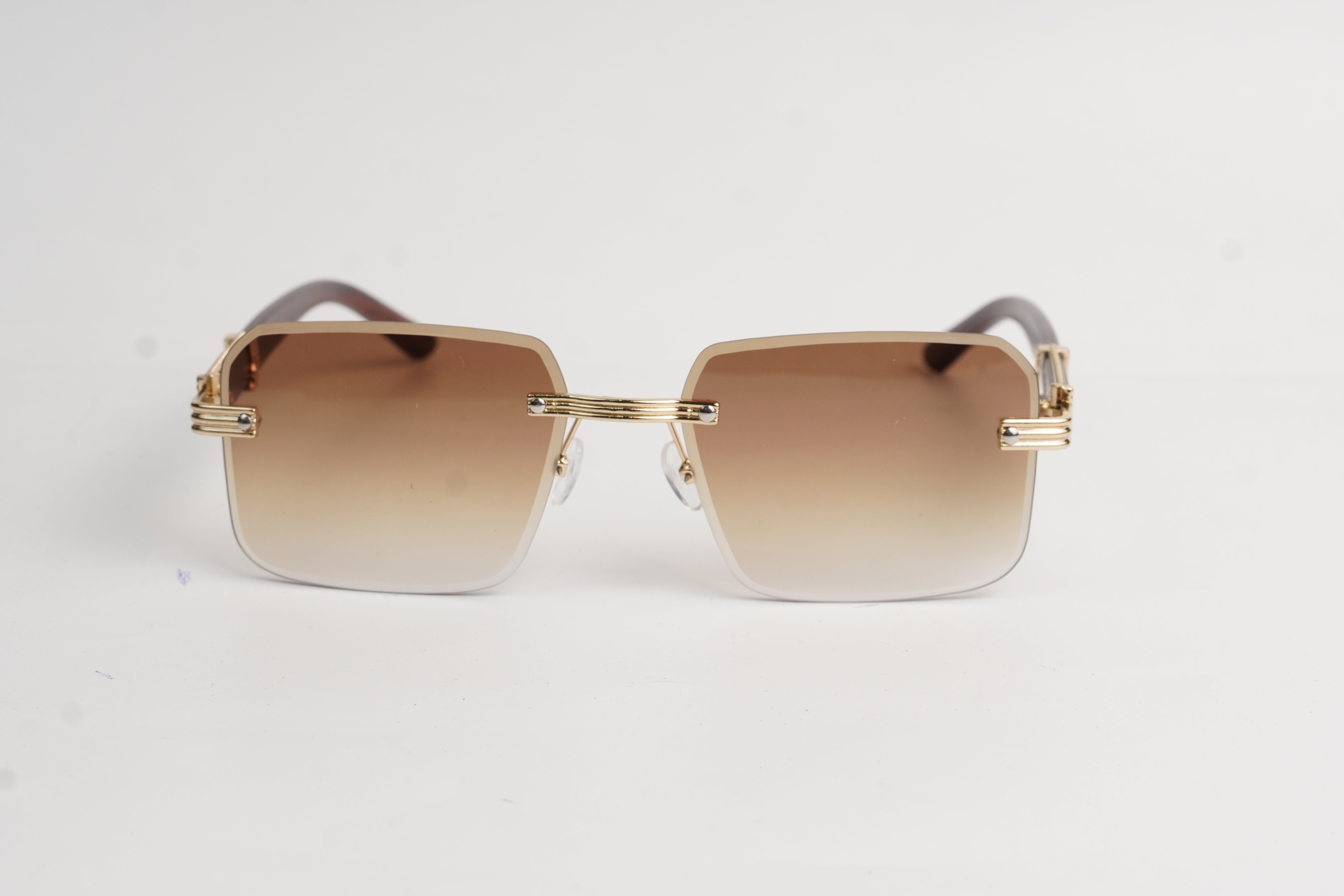 Cartier-B2-Rimless-Brown-Golden-Wooden-Sunglasses