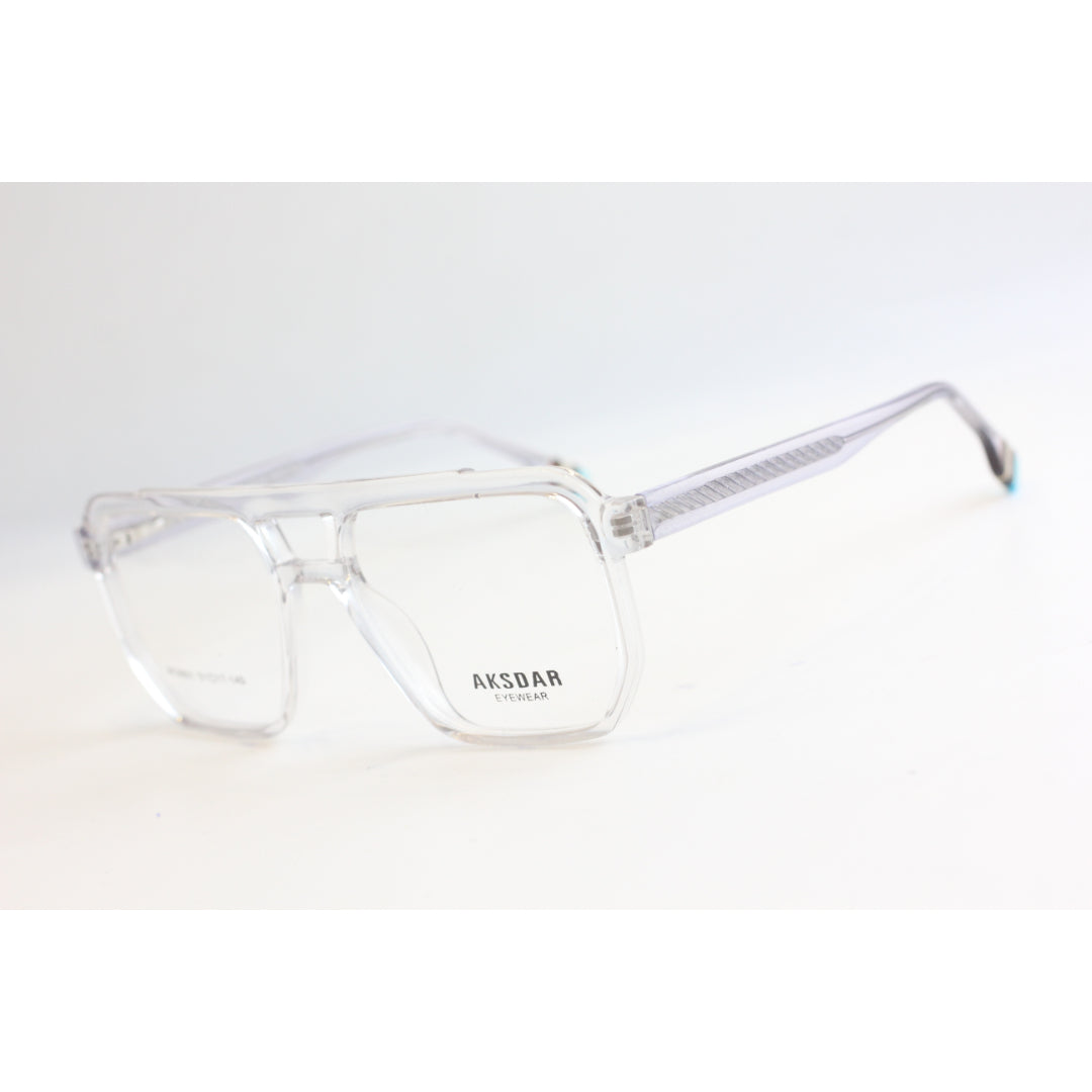 AKSDAR-0028-Greyish Transparent-Double bridge-Square-Acetate-Screen protection