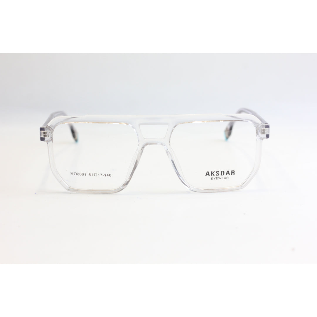 AKSDAR-0028-Greyish Transparent-Double bridge-Square-Acetate-Screen protection
