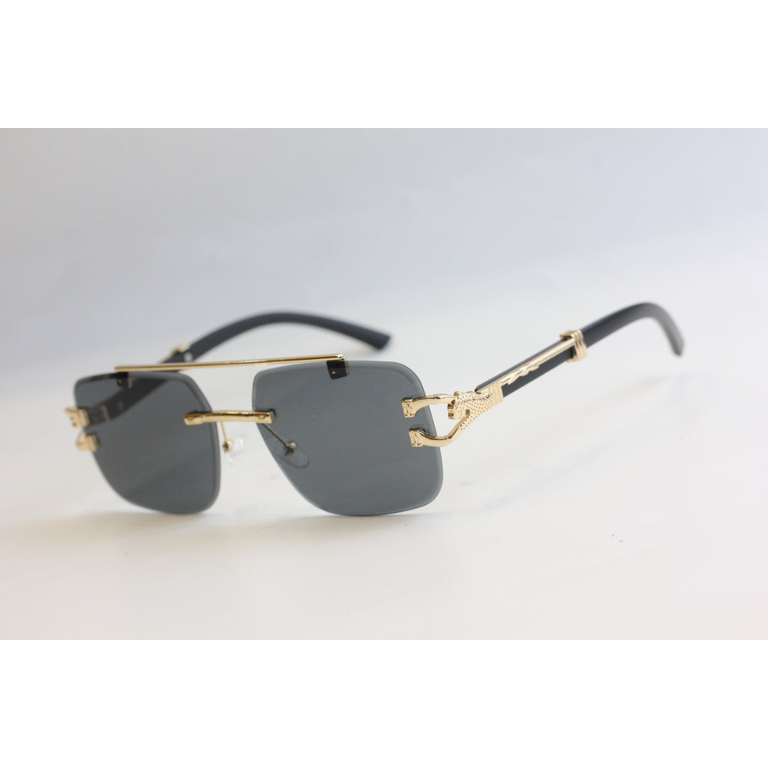 Panther - R87 - Golden - Rimless - Metal - Square - Sunglasses - Eyewear